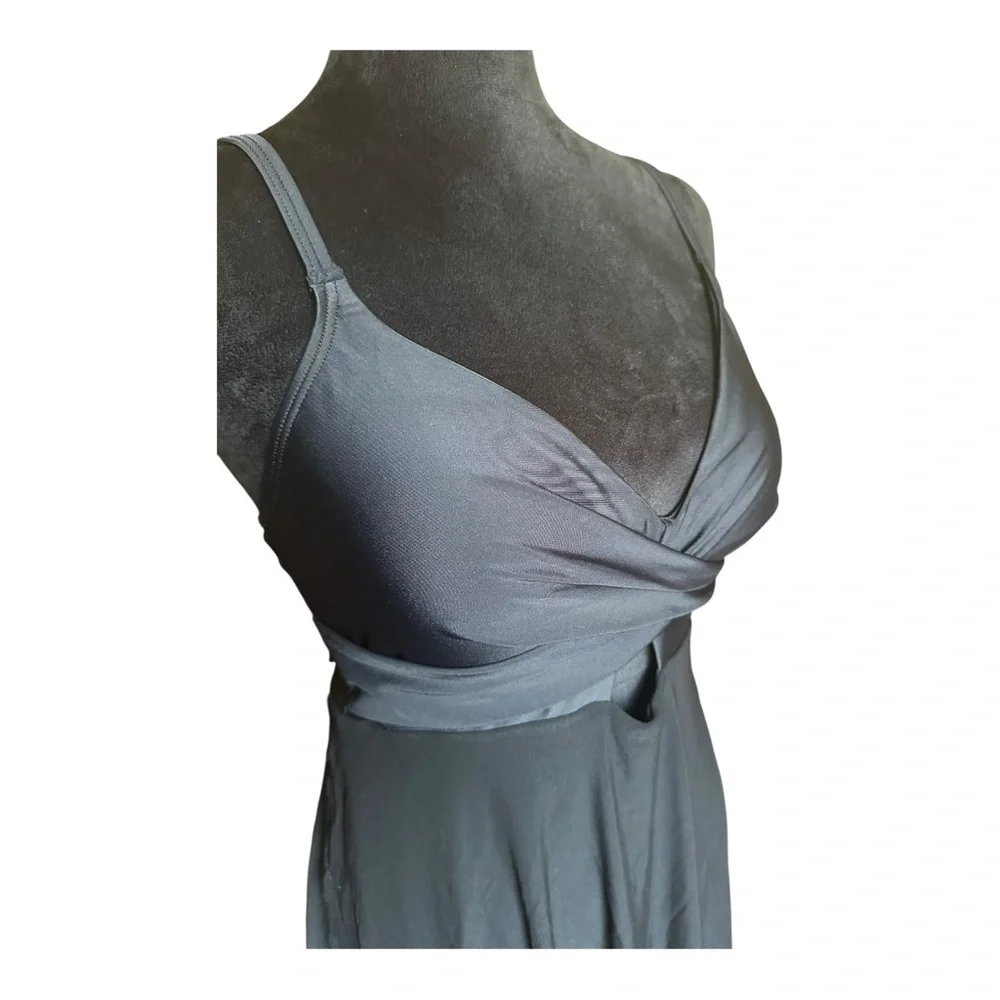 B2prity One-Piece Black Swim Dress Wrap Mesh Cutout – Size M NWT - Picture 11 of 13